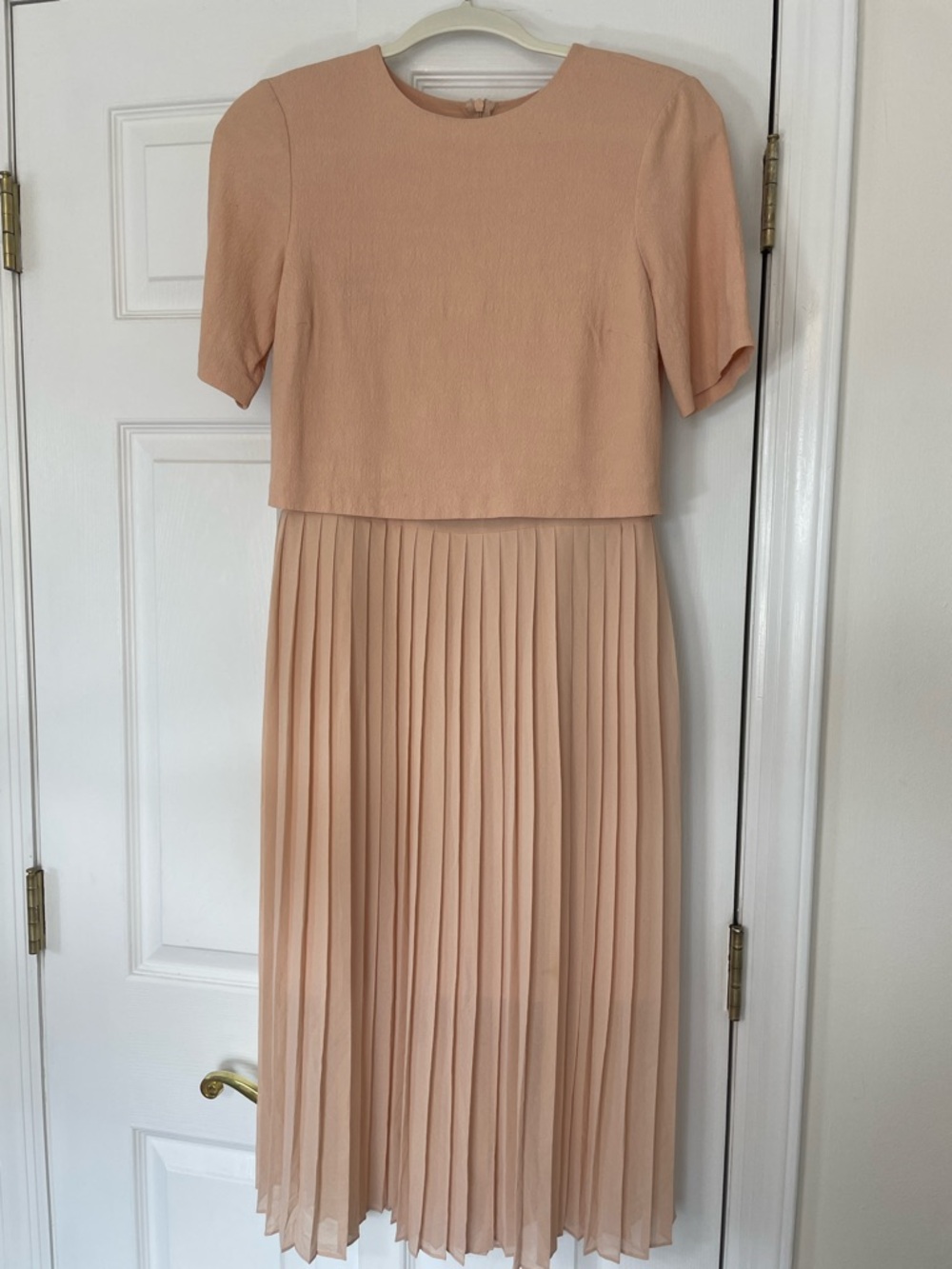 Zara Blush Peach Dress with Sheer Pleated Skirt, size XS